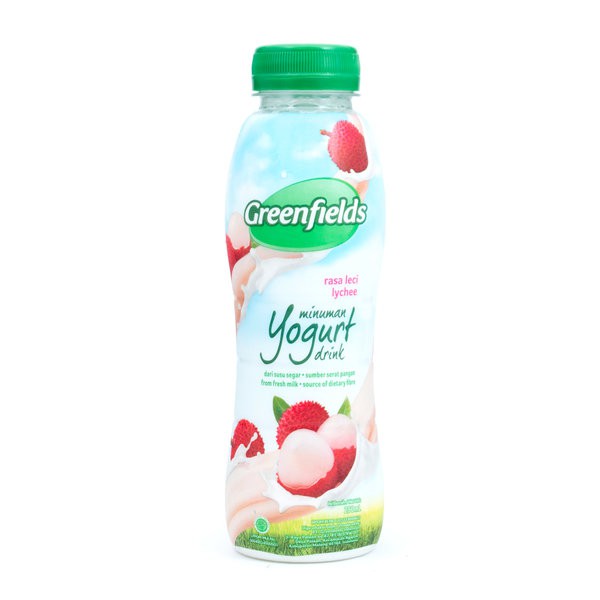 

GREENFIELDS Lychee Yogurt 250ml - Minuman Yogurt Rasa Leci Botol