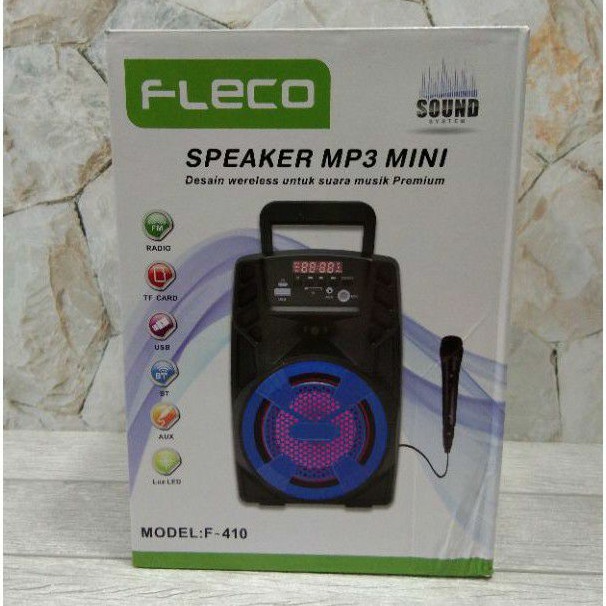 Speaker Bluetooth Fleco Terbaru F-410(Bonus Mic Satu)