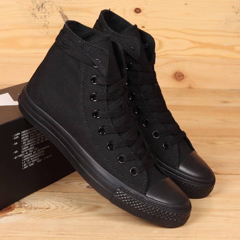 Promo Sepatu Converse All Star High Full Black Tinggi Hitam Polos Grade Original Premium Sepatu Conv