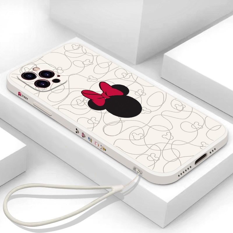 Disney Mickey Minnie iphone case for iphone 13 12 11 pro max X/Xs max 7/8/se2020 7plus/8plus all-inclusive soft shell anti-fall protective cover with hand strap