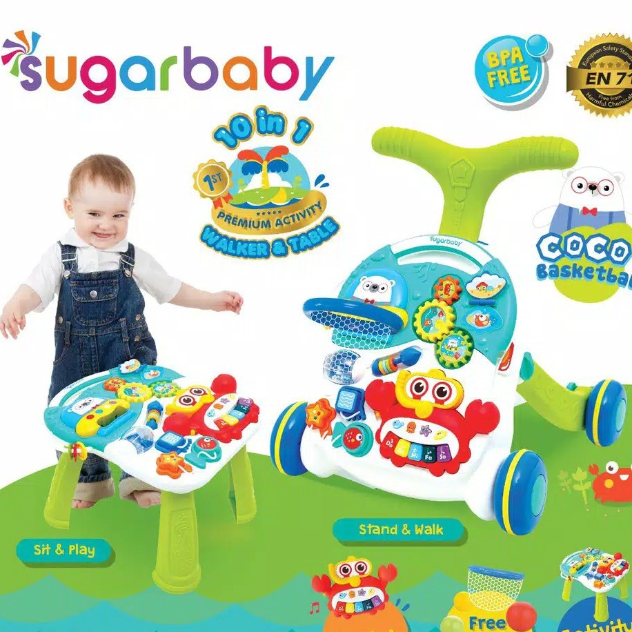Sugarbaby Walker &amp; Table 10 in 1 Premium Activity Walker &amp; Table Coco Basketball
