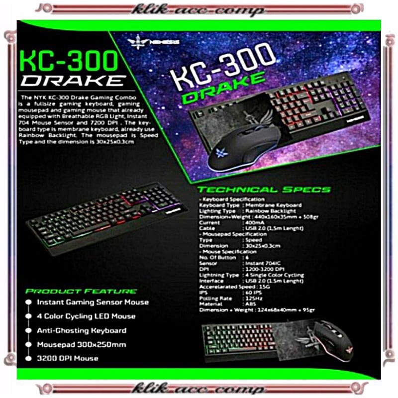 NYK Keyboard Gaming Combo Nemesis Drake Kc- 300