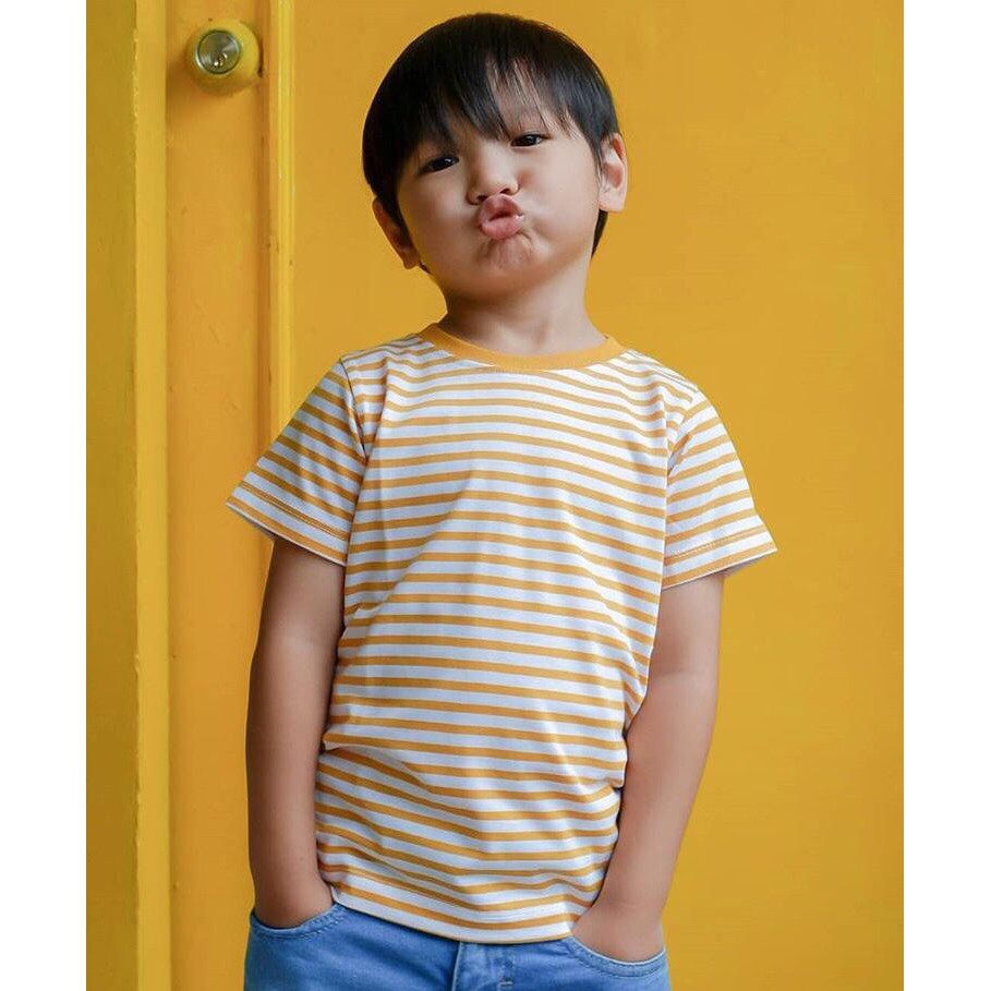 Kaos Anak Stripe Motif 3 Garis Warna , Cotton Combed