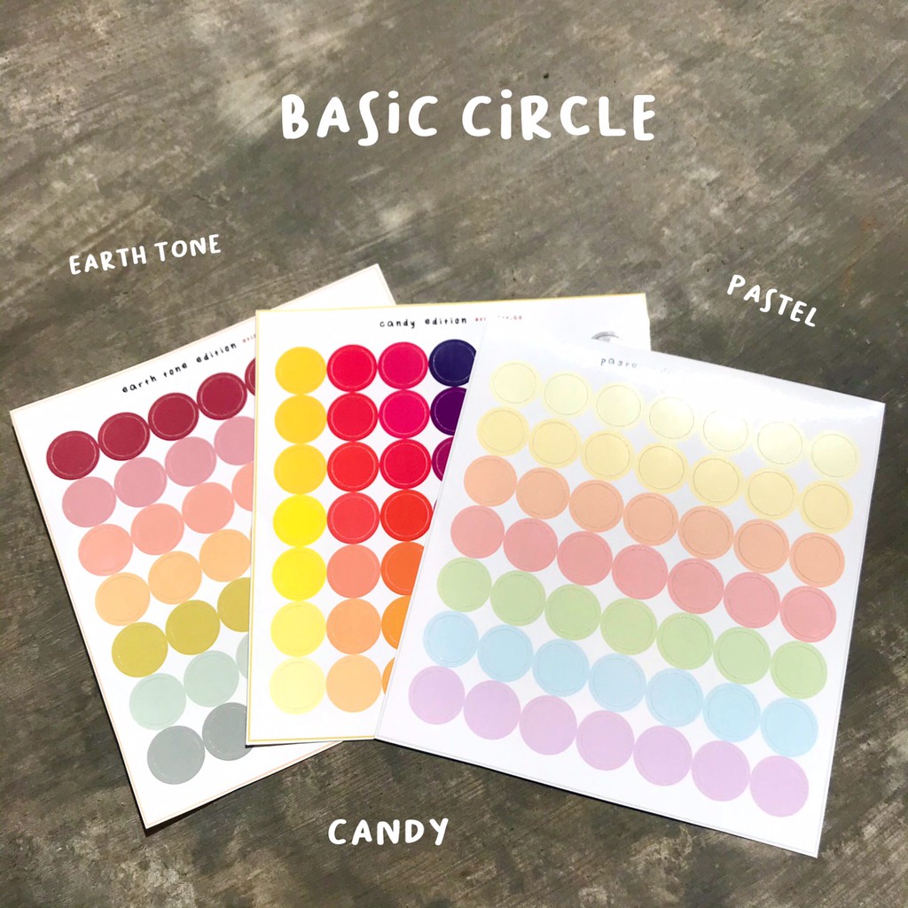 

stiker motif lingkaran basic circle untuk lettering sticker kecil polos warna warni