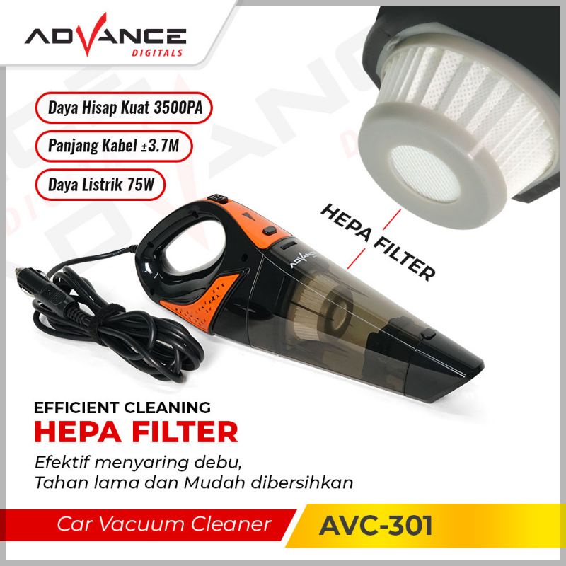 Advance Car Vacuum Cleaner / Penyedot Debu Mobil AVC-301