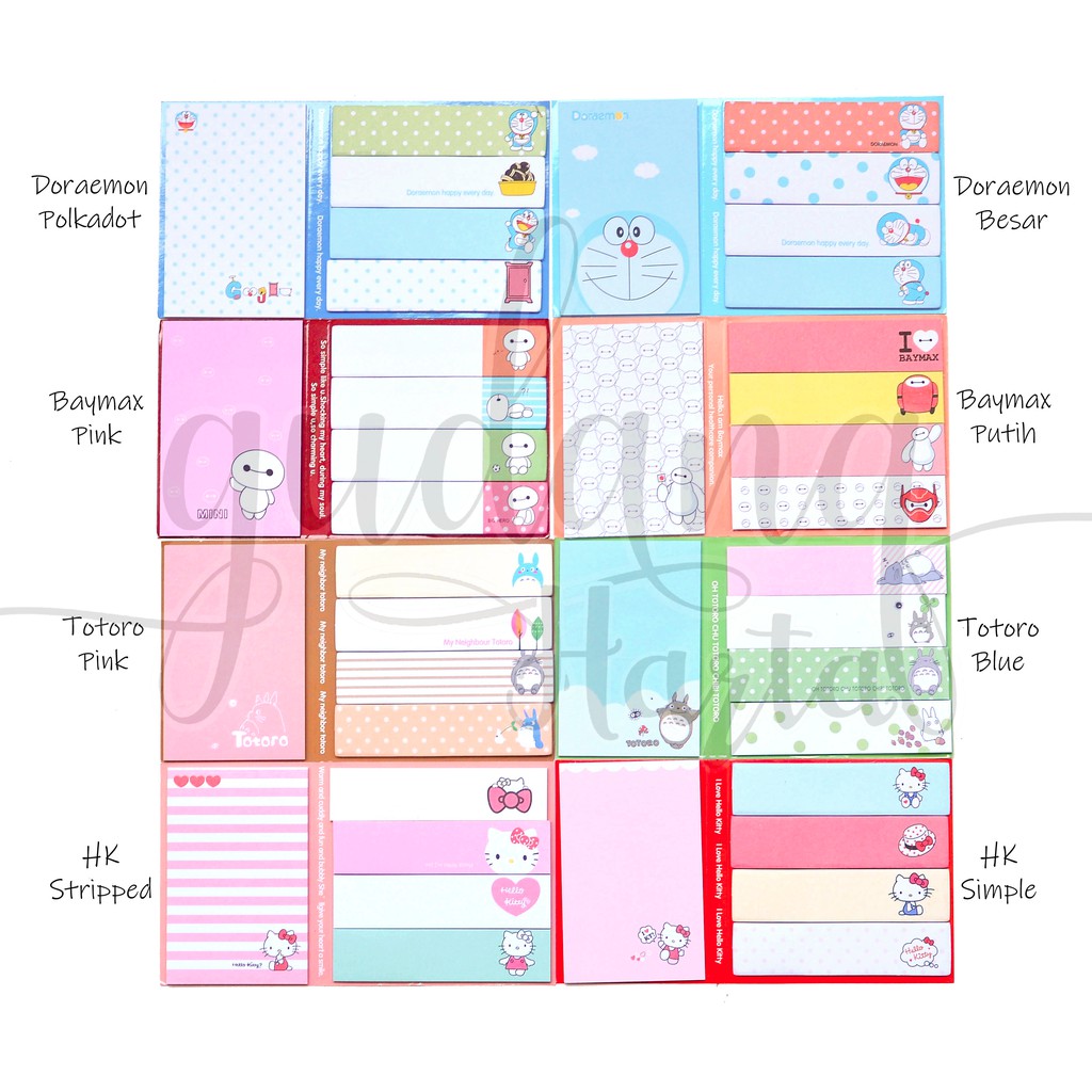 Sticky Notes Karakter Kucing Anime Kartun Jepang Cat Lucu Unik Memo GH 301228