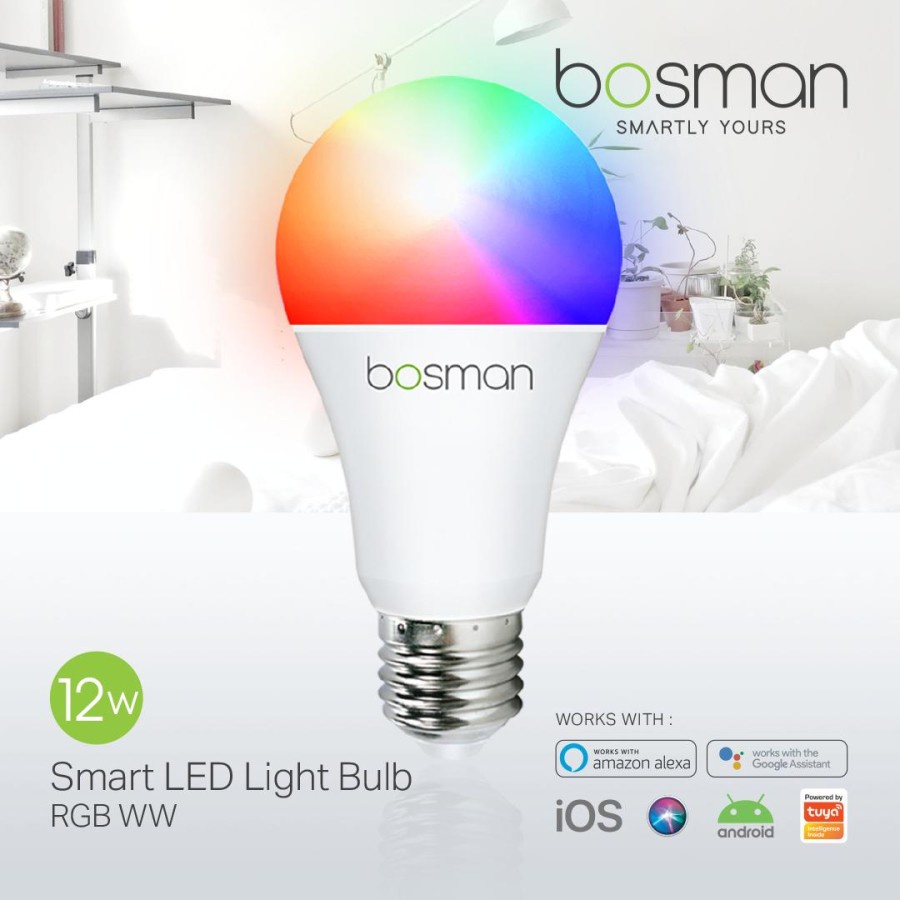 bohlam BOSMAN Smart Home Light bulb 9w rgbww bohlam wifi bukan bardi
