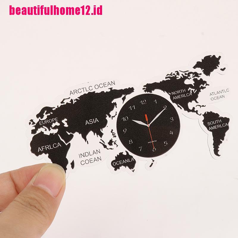 【beautifulhome12.id】1:12 Dollhouse Dollhouse Miniature Props Clock Mini Simulation World Map Clock