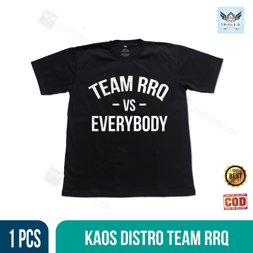 Kaos Distro Pria Wanita T-Shirt BAJU DISTRO GAMING ESPORTS RRQ REX REGUM Team RRQ VS Everybody Ori