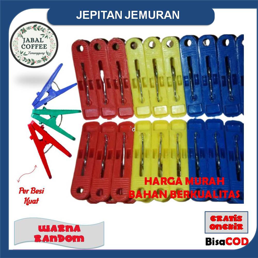 Jepitan Pakaian Jemuran / Jepitan Jemuran Baju / Jepitan Pakaian Bahan Plastik Per Besi Random J5