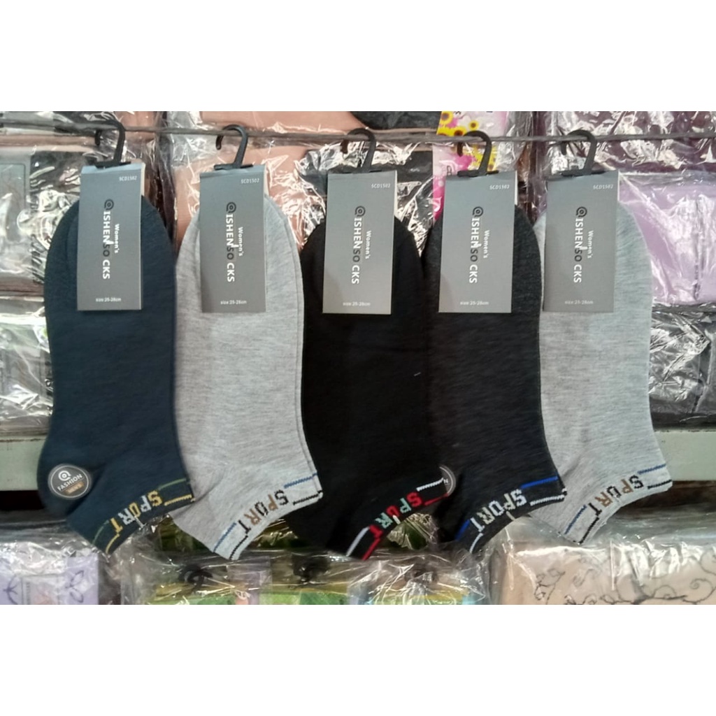 Kaos Kaki Pendek - Unisex - Nyaman - Pria &amp; Wanita - Trendi -  Corak Fashon Hitam