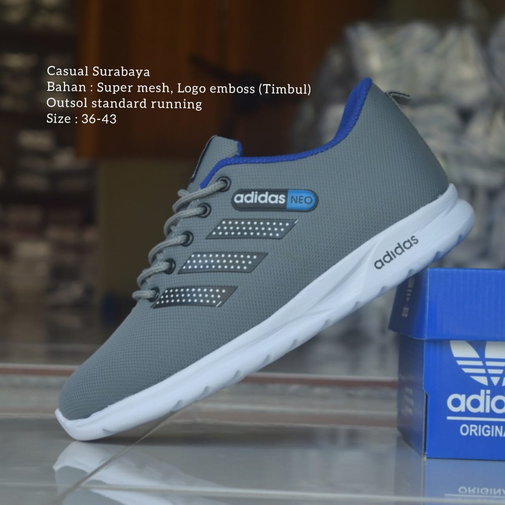 Sepatu Adidas Neo Abu Baru Pria Wanita