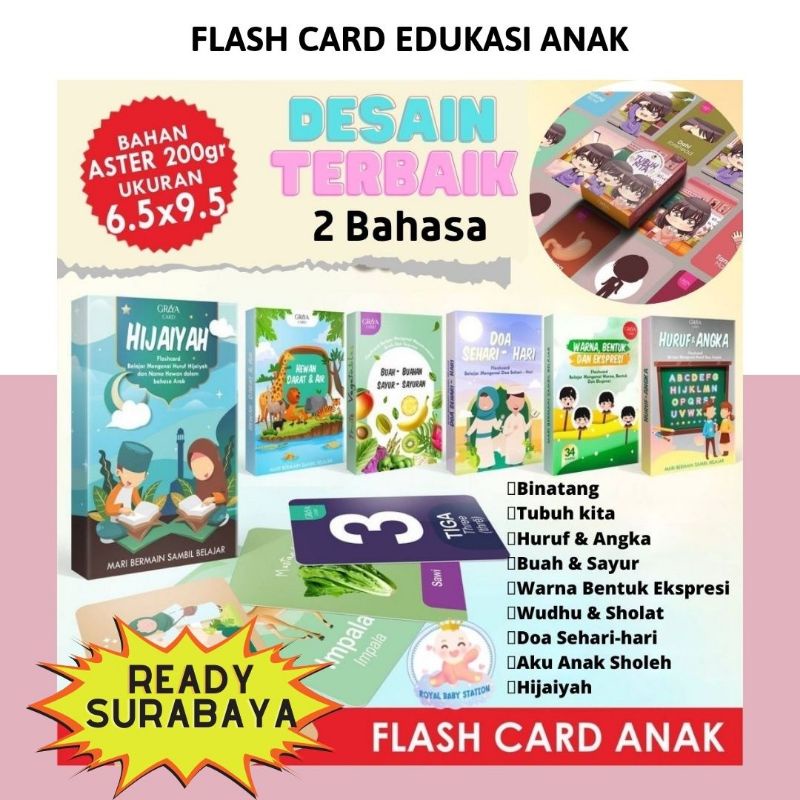 Lebih Banyak Flash Card Buku Edukasi Anak 2 Bahasa Lengkap