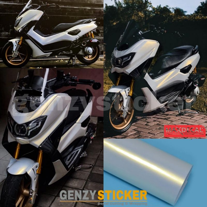 stiker skotlet putih bunglon sticker putih mutiara