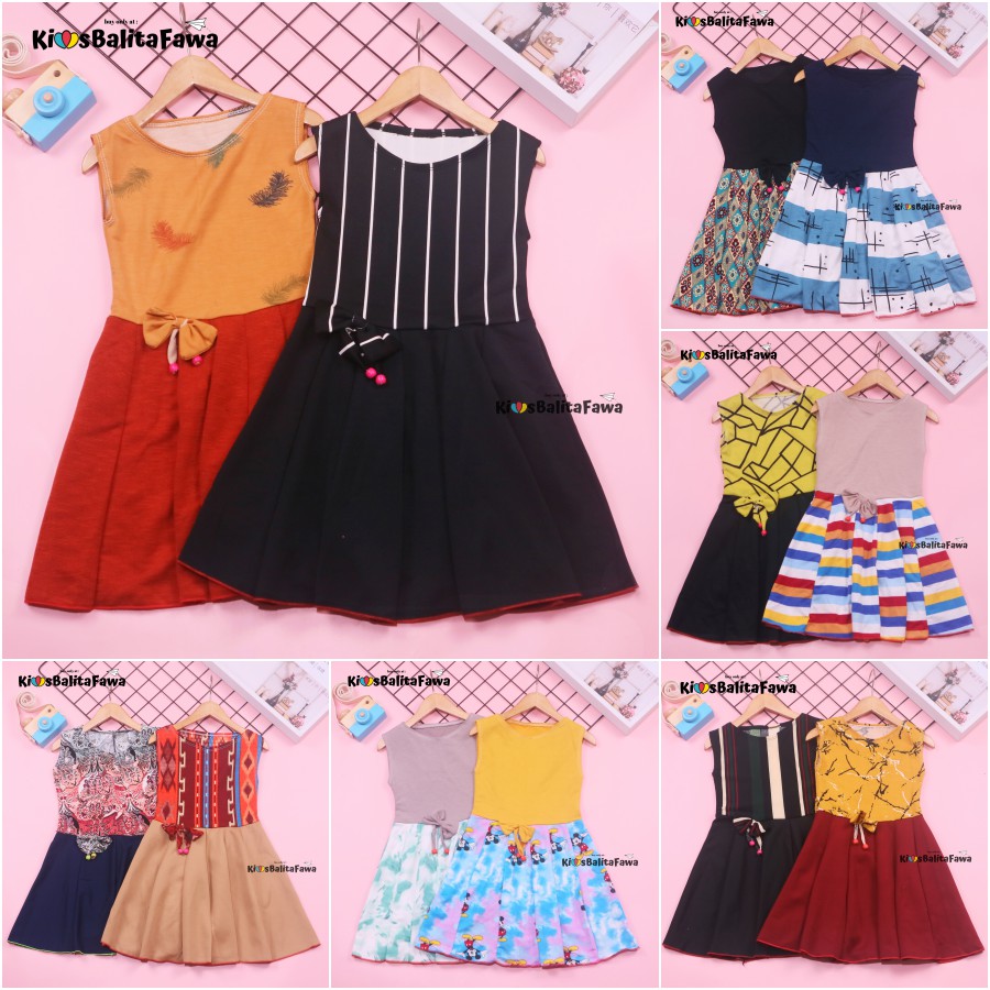 Dress Angel uk 3-4 Tahun / Dres Anak Perempuan Cewek Baju Motif Murah Casual Pesta Yukensi Adem