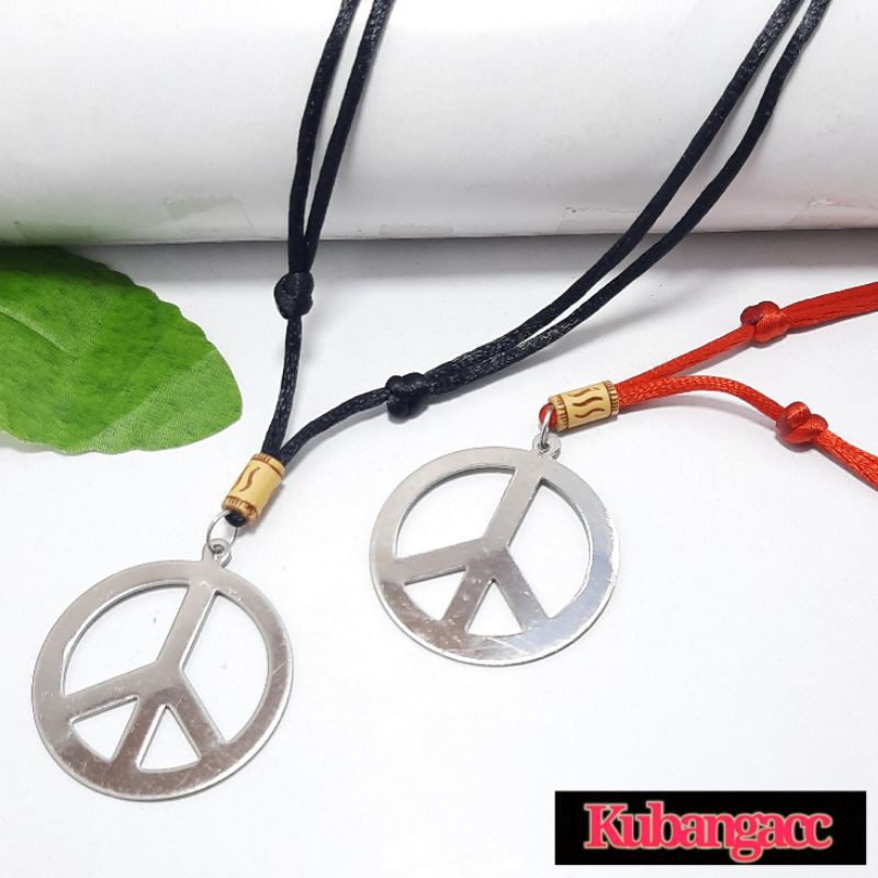 Kalung. Kalung Tali Bandul Peace Bahan Stainles Anti Karat Selamanya Kalung Pria Wanita Kalung Tali