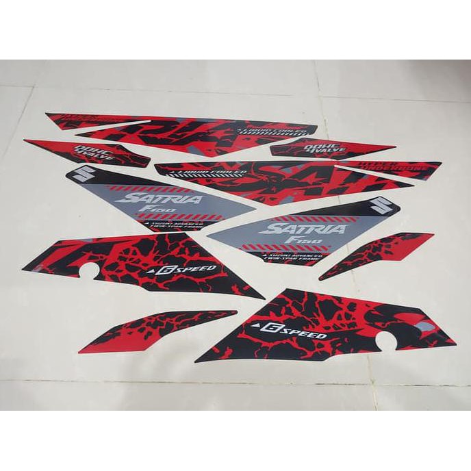 Baru Stiker Bodi & Lis Body & Striping Satria Fu Fi 2018 Hitam Merah non Ori