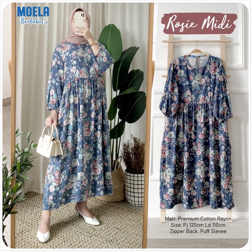 ROSIE MIDI DRESS KATUN MOELA FLOWER DENIM