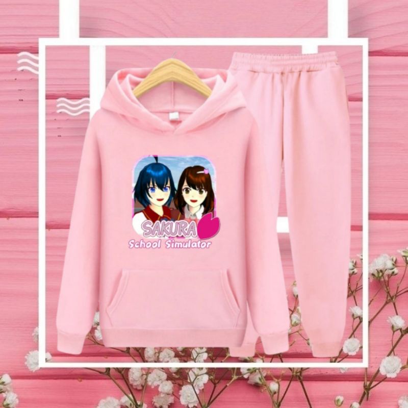 Setelan Sweater Hoodie Anak Perempuan Lengan panjang dan Celana panjang Terbaru 2022 . Stelan Anak Cewek Kekinian Murah Korea Style Size M 6 7 8 Tahun XL 9 10 11 Tahun Sakura