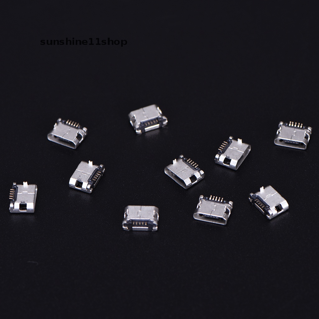 Sho 10pcs Konektor Micro USB 5 pin Tipe B Female Untuk Soket Charging 5 pin