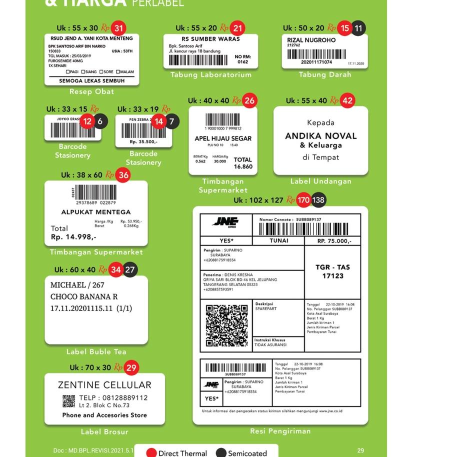 

Trend - Direct Thermal Sticker , Stiker Label BLUEPRINT Lite 80 x 80 , 80x80 mm 500Pcs - 1 Roll