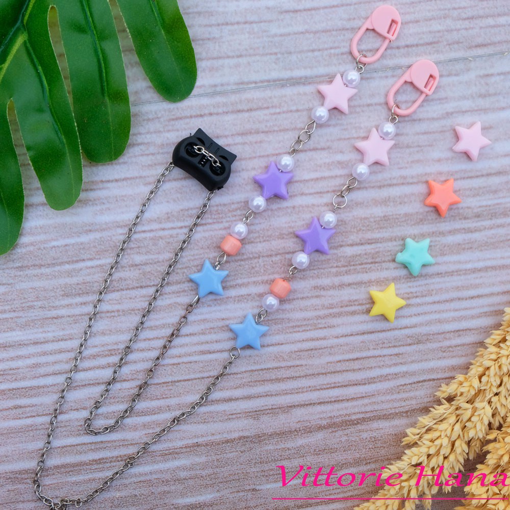 Kalung Konektor Masker Motif Bintang Kecil Mutiara Lucu Vittorie VHKM051