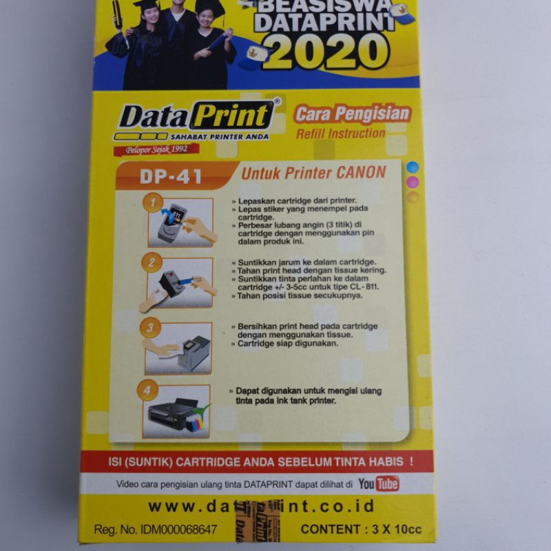 DATAPRINT DP41 DP 41 TINTA REFILL SUNTIK PRINTER CANON WARNA ORIGINAL