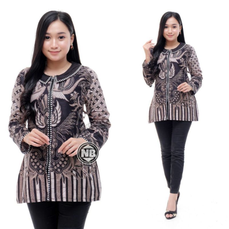 M-L-XL-XXL ATASAN BATIK WANITA MODERN ASJ SA HRB026 MONALISA GENES BLOUSE-2
