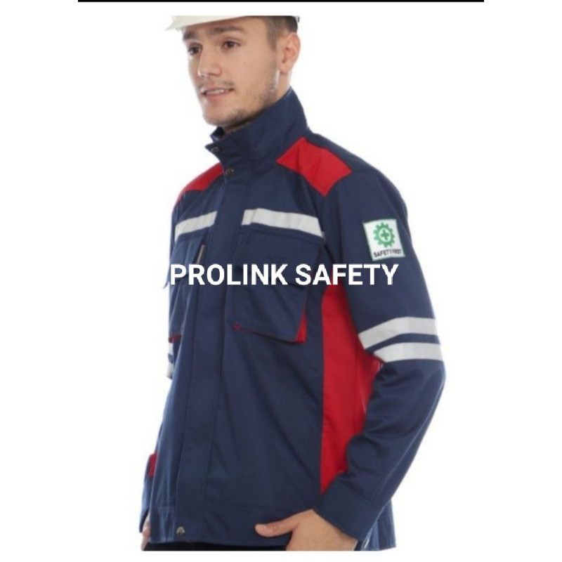 SEMI JAKET MERAH NAVY SERAGAM SAFETY BERLOGO K3 WEARPACK