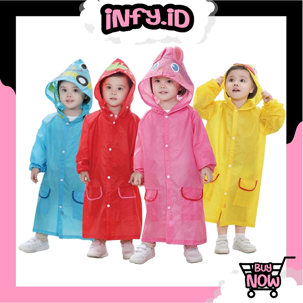 INFY - Jas hujan Anak Balita funny Raincoat Jubah Lengan EVA 2 3 4 5 Tahun R759