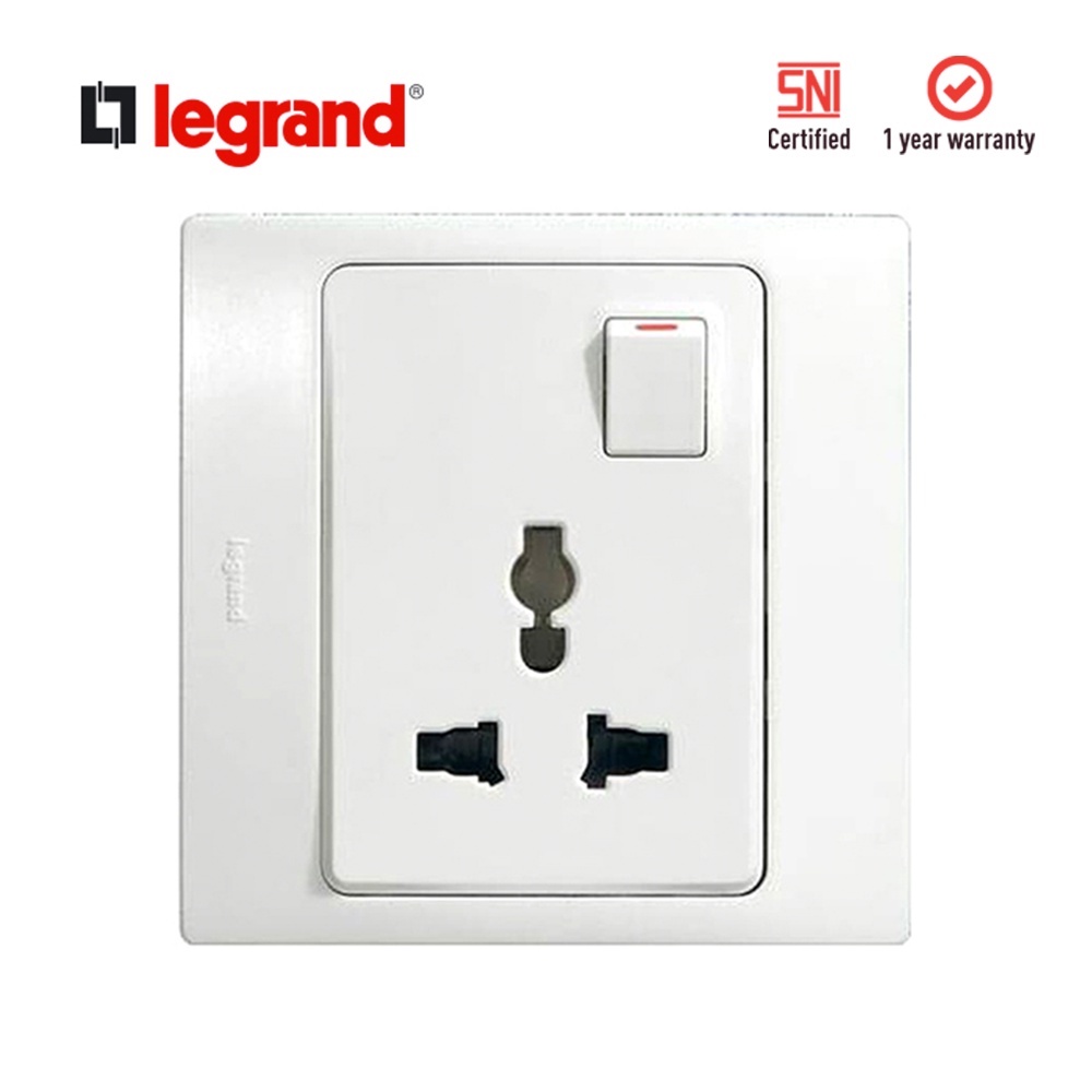 New Legrand Mallia Stop Kontak Multi Standar + Frame Putih (281120) Best Seller