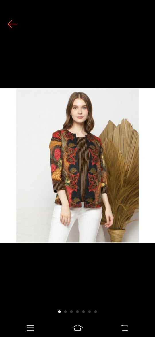 Atasan Blouse Batik Wanita Lengan Panjang Katun Stretch, 242 Awe#