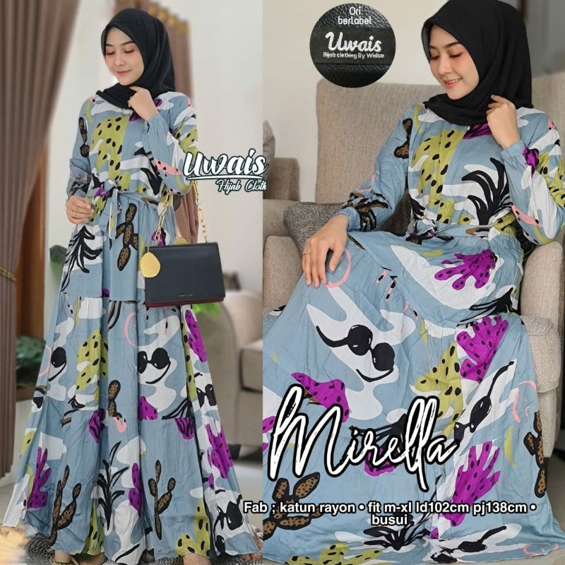 MIRELLA DRESS ORI UWAIS HIJAB SOLO 'GAMIS MUSLIM RAYON'