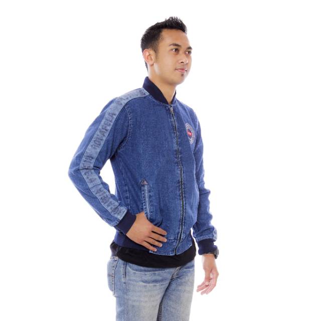 Jaket jeans rocavela strip jaket jeans model bomber