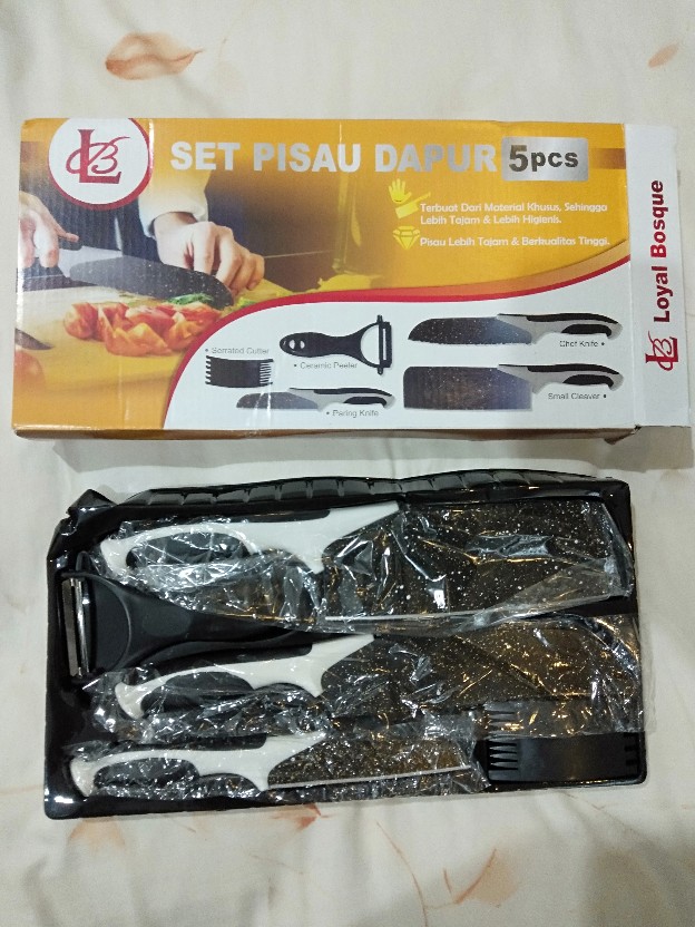 Gos-pisau Set 5 In 1 Keramik J13 / Pisau Set Keramik Dengan Kardus