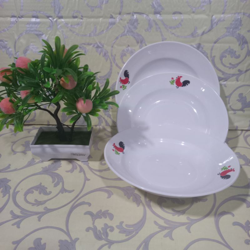 piring bulat jago plastik tebel/piring jago putih bulat