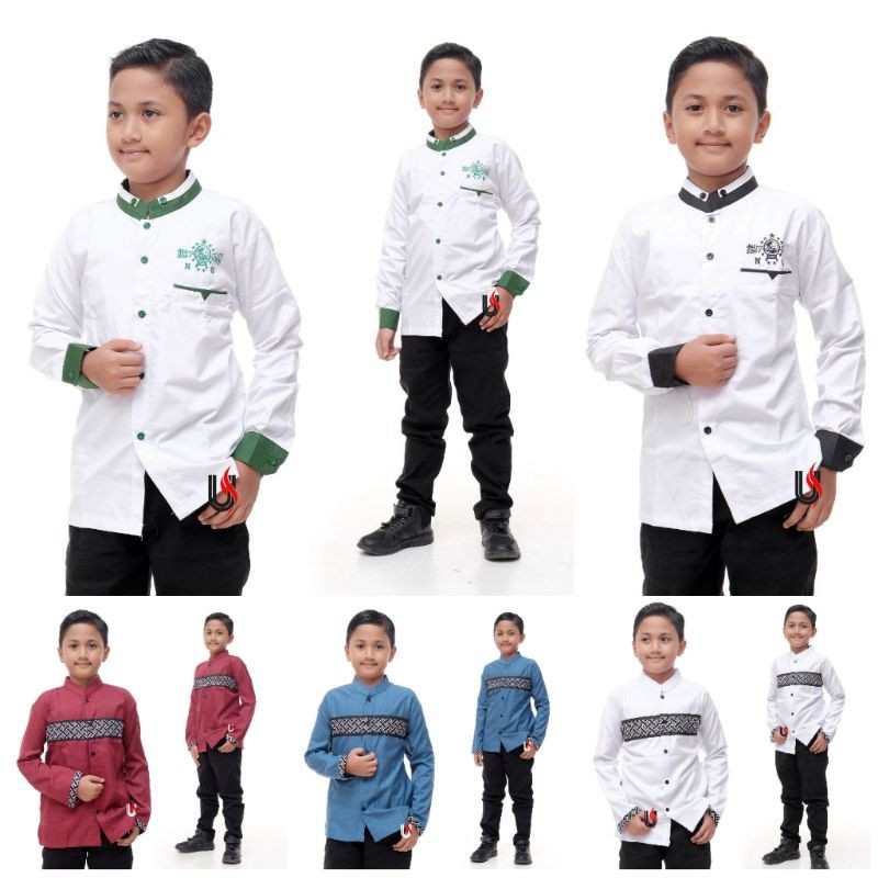 (BISA COD) KOKO BORDIR NU ANAK REMAJA TANGGUNG / KOKO REMAJA KOMBINASI BATIK KOKO AL QORNI