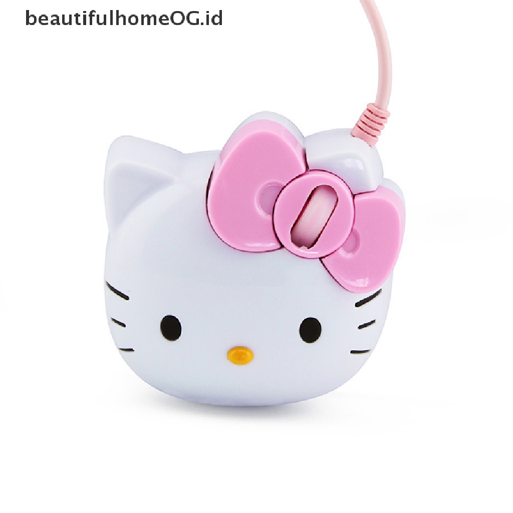 Mouse Gaming Optical Kabel Usb 2.0 Desain Hello Kitty 3d Warna Pink