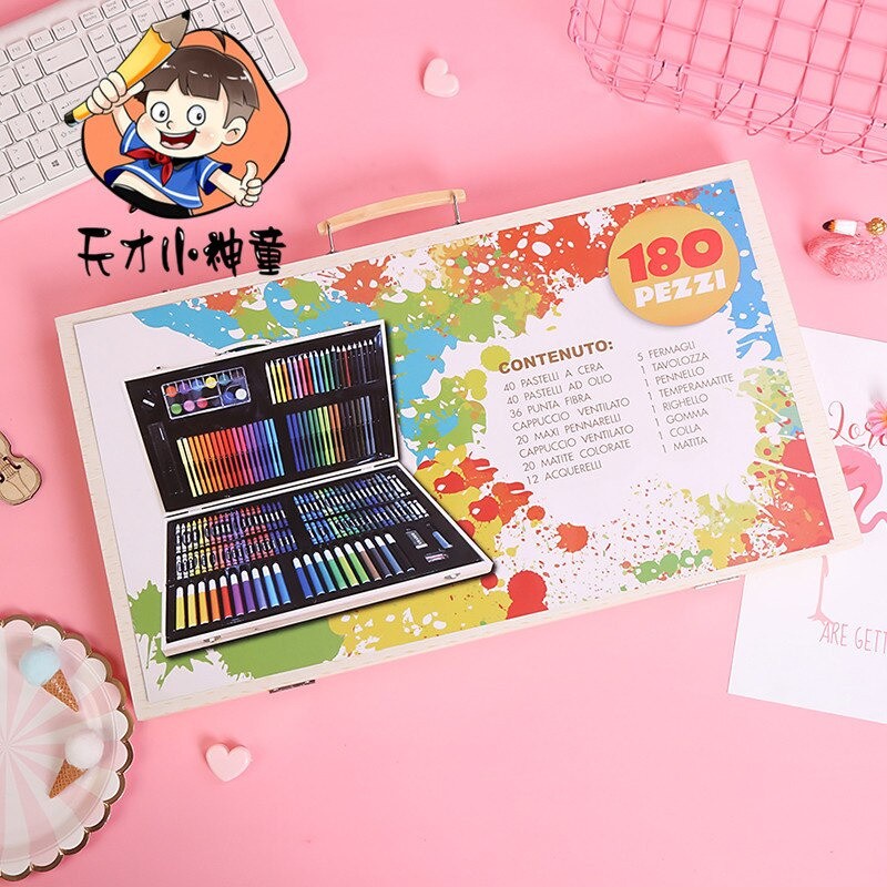 

Crayon Set 180pcs box Kayu / Painting Wooden Art Drawing Sets RB9