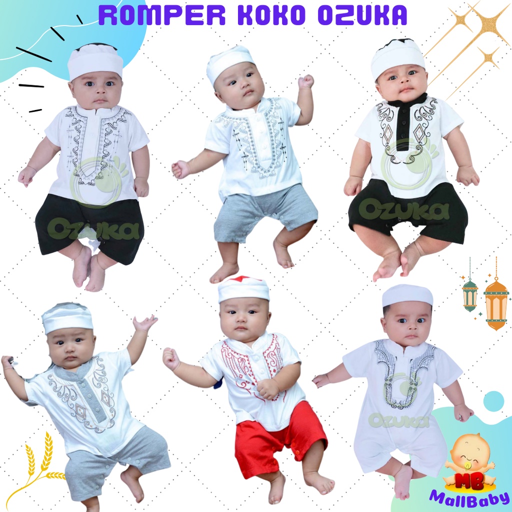 Jumper Koko Bayi Laki Laki Baru Lahir 0-6 Bulan Baju Koko Bayi 1 2 3 Bulan Baju Muslim Bayi Romper Koko Aqiqah Newborn