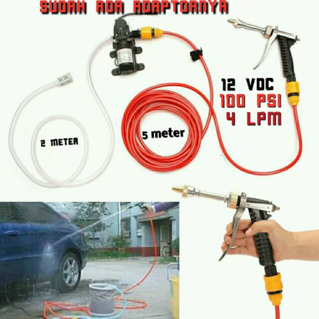 PAKET CUCI MOTOR ECO WASH JETGUN BESI ADAPTOR 12V5A