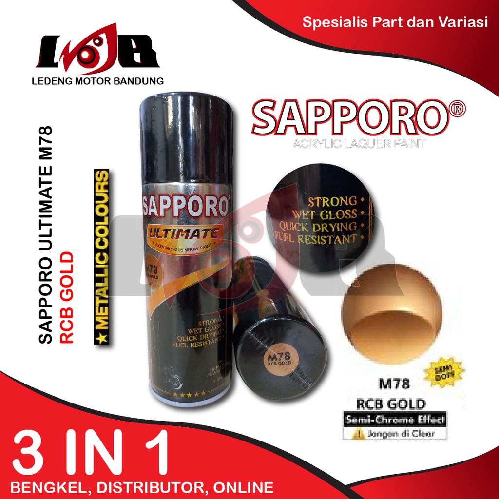 SAPPORO ULTIMATE RCB Gold M78 Cat Semprot Aerosol Paint Metallic