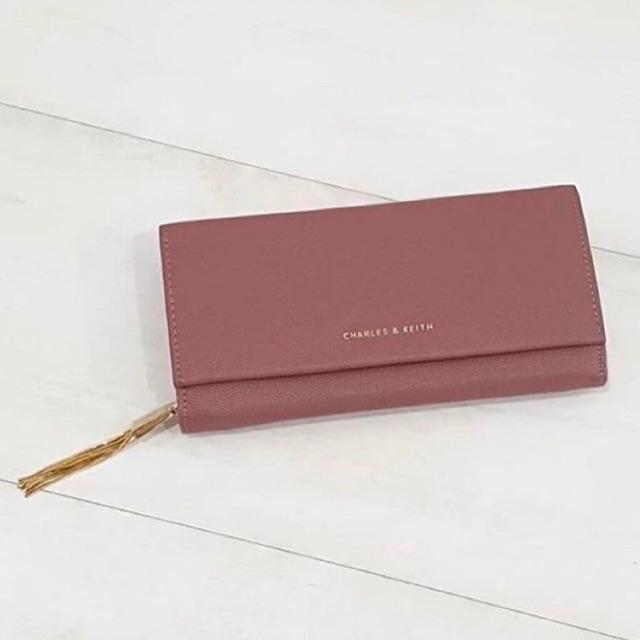 NEW !! CHARLES CHARLES&KEITHCNK WALLET ORI TASSEL DOMPET WANITA D8101/d007-Mauve