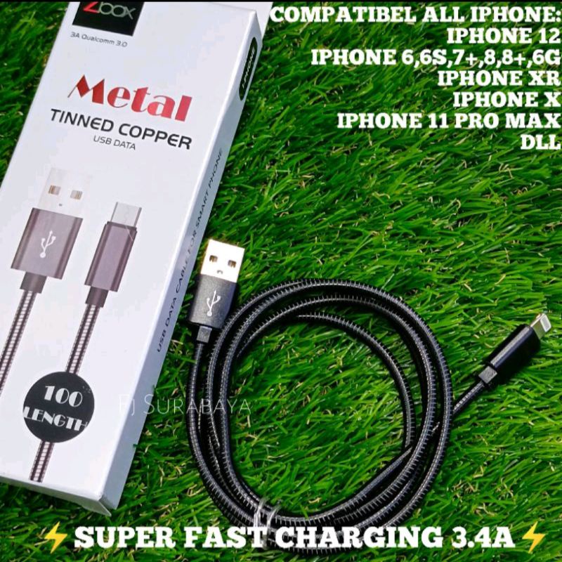 Kabel Data Zbox Metal iphone Fast Charging Premium Quality Super