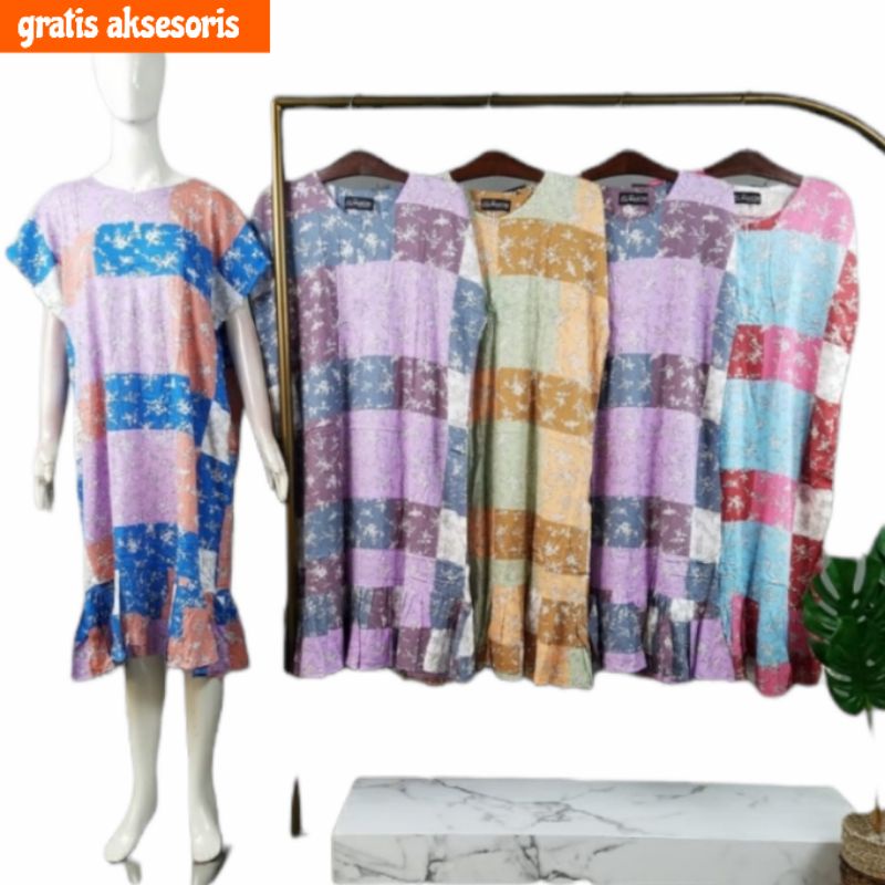 Daster Giska Batik Mahoni / Daster Pendek Jumbo Huza kalong lowo kelelawar mini grosir murah Pekalon