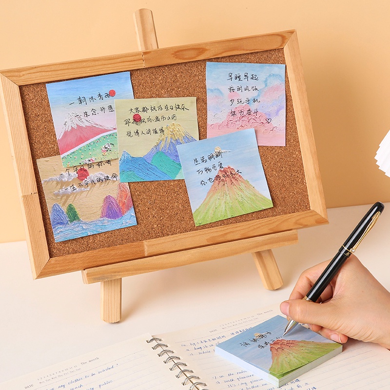 80 Sheets Oil Painting Landscape Series Sticky Notes Student DIY Mini Cute Note Pad