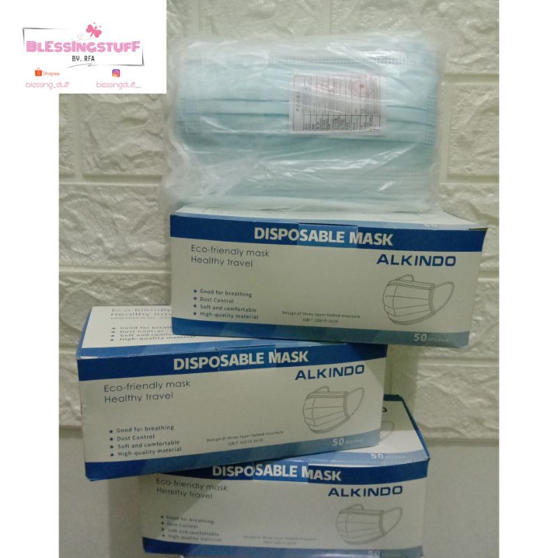 Masker Earloop 3ply | Masker Earlopp | Masker Alkindo | Masker Earloop Biru