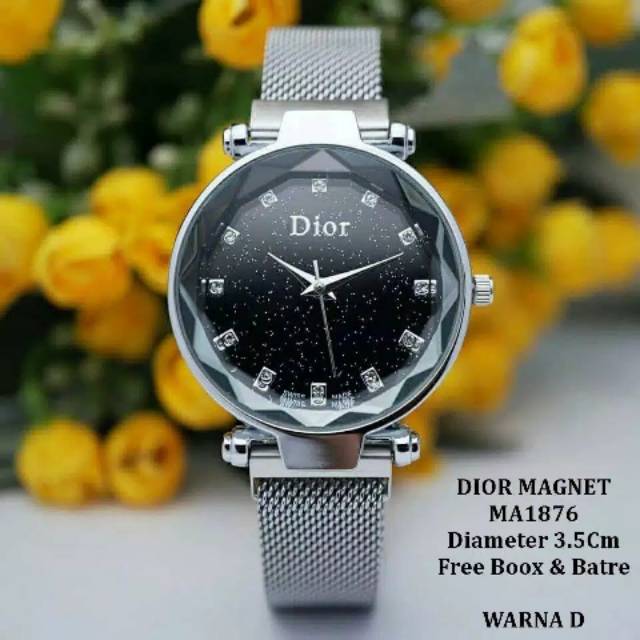 [WBS] FREE BATERAI JAM TANGAN WANITA DIOR RANTAI MAGNET DIAMOND PREMIUM IMPORT DR008