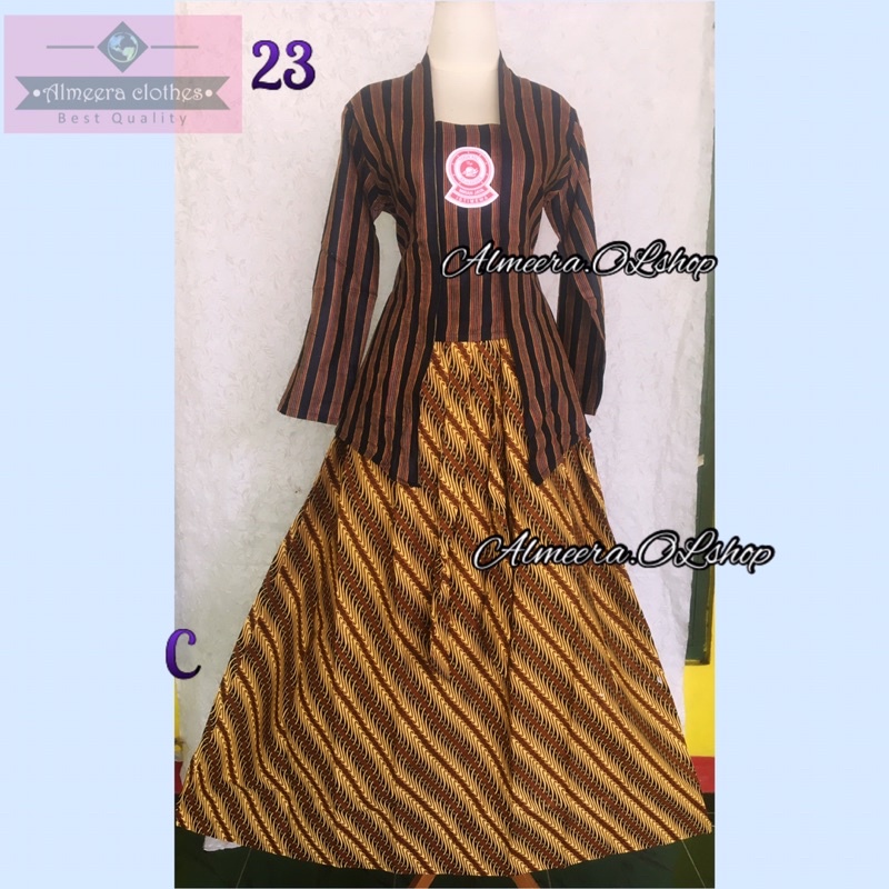 rok batik jarik klok lebar warna coklat free ring motif klasik lingkar pinggul 150 cm