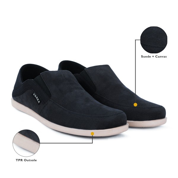 Sepatu Slip On Pria V 707 Sepatu Pria Brand Varka terbaru Sepatu Semi Formal Santai Pria Sepatu Kantor Sepatu Kerja Harga Murah Berkualitas Warna Hitam